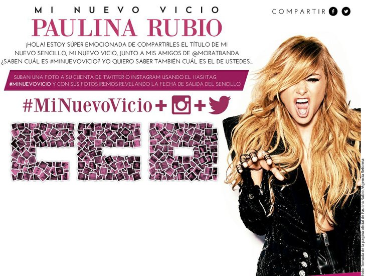Paulina anuncia nuevo sencillo “Mi nuevo vicio”